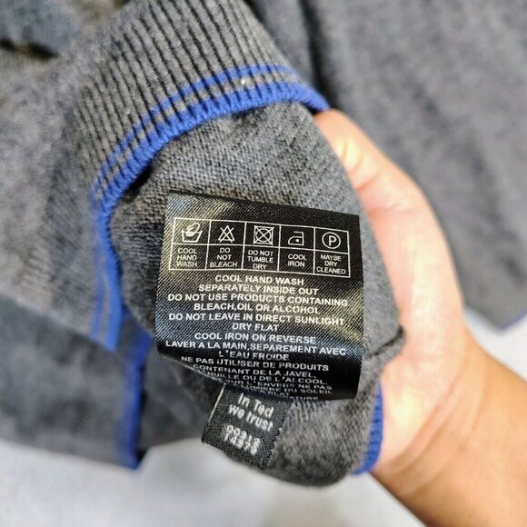 Ted Baker London Sweater Men's 5 Gray Wool Blend Knit Long Sleeve V-Neck Cozy - Picture 7 of 10